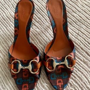 Authentic Gucci Horsebit Lizard Swarovski Crystal mule/heel Size 7.5